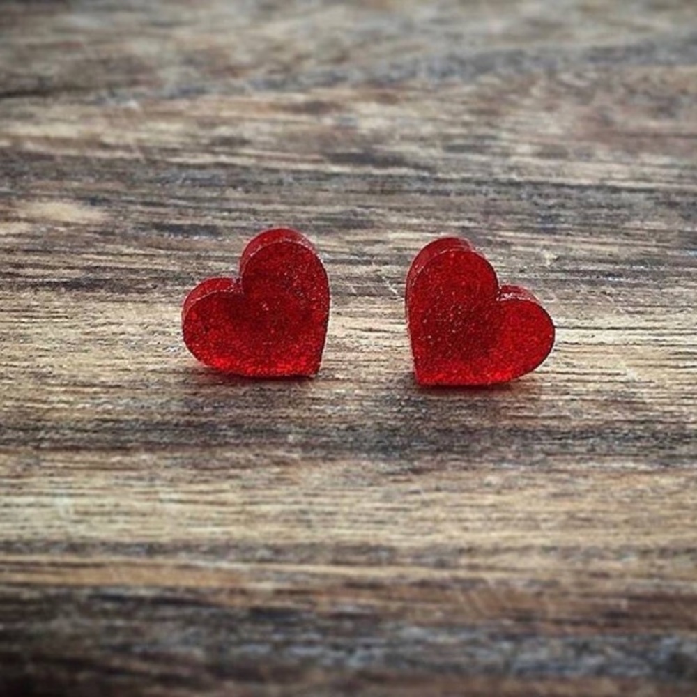 Glitter laser cut acrylic heart earrings